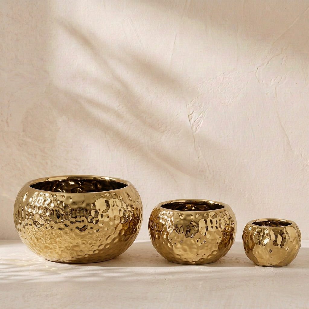 Trio de coupes martelées dorées — REF#780119